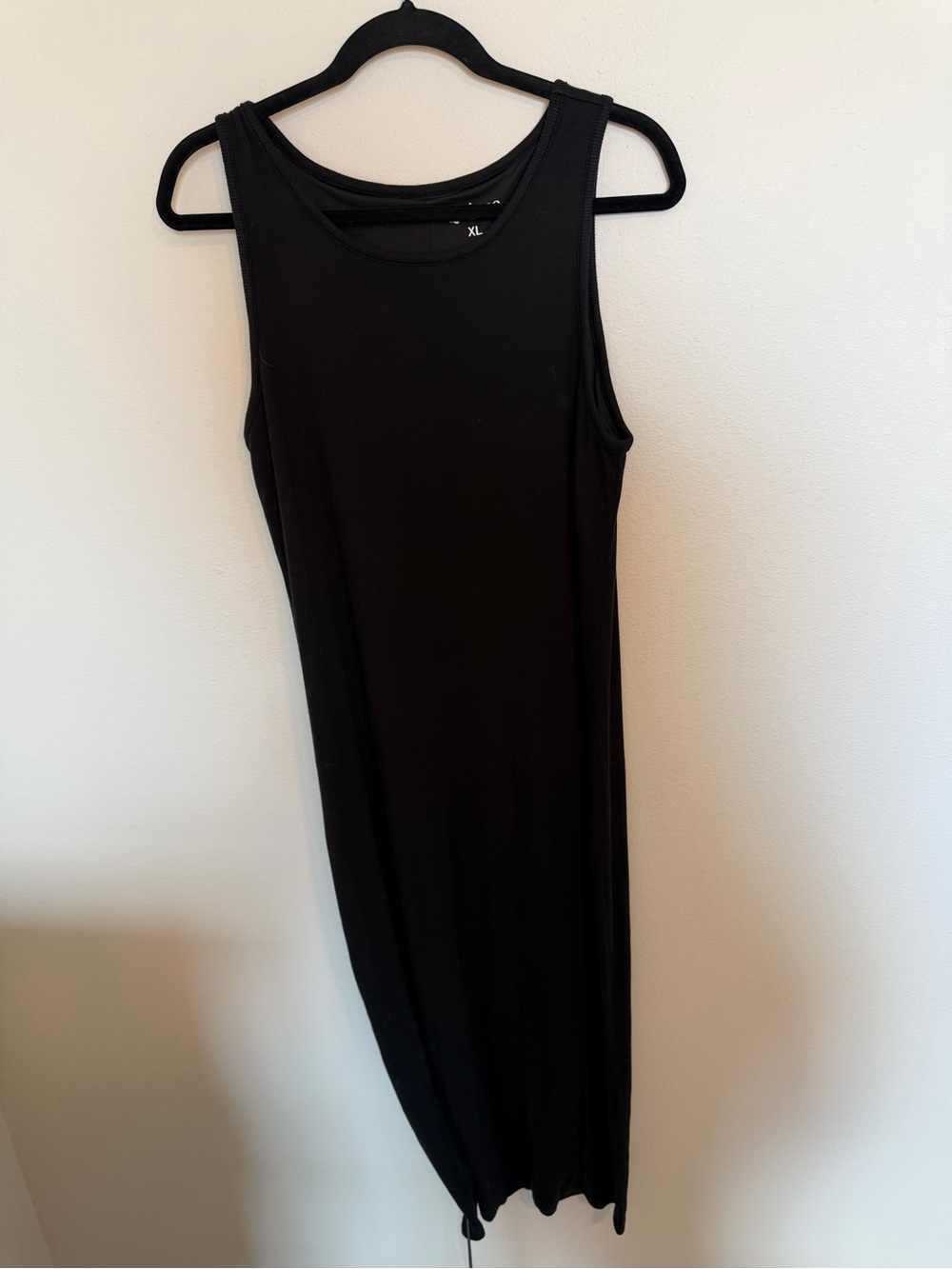 NWOT Quince Tencel Rib Knit Sleeveless Black Midi Dress